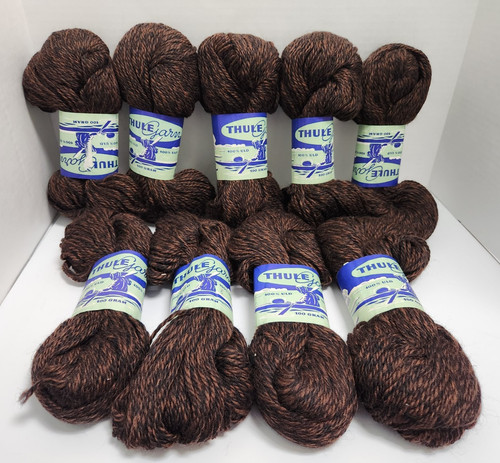 VTG Lot 9 Thule Yarn 100% ULD Wool 100 Gram Black and Brown Mix Color Farve 7948