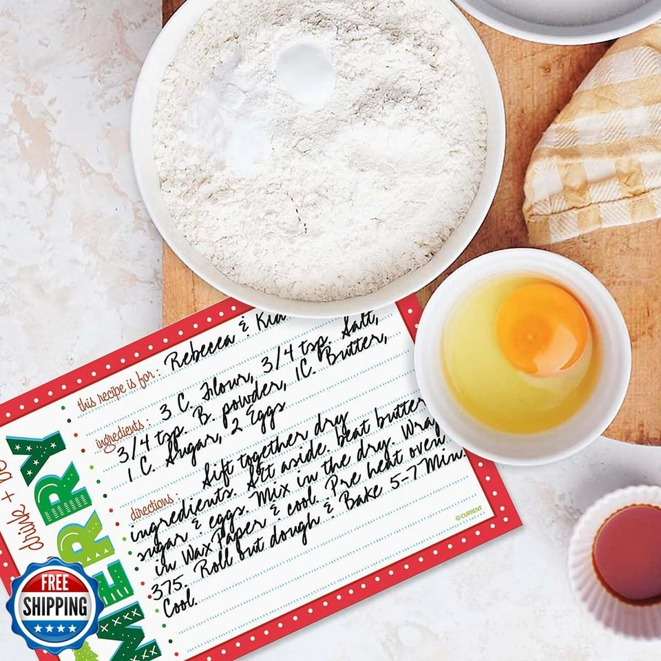 Current Merry Christmas Recipe Cards - 4x6 Inches, Single Sided Blank Cardsto - Image 2 of 4