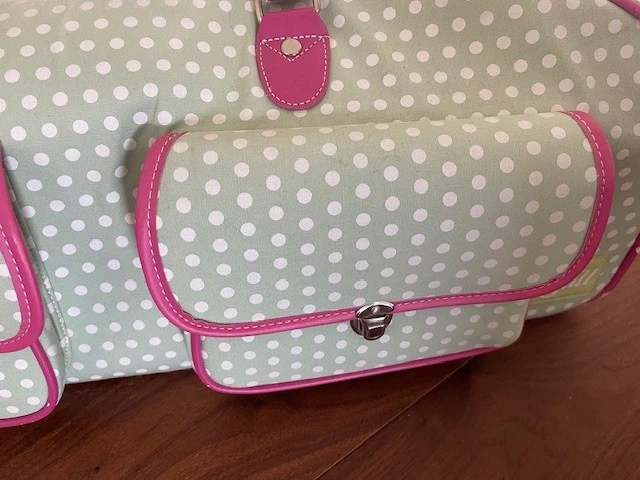 Bolso de Mano Grande con Ruedas CGull CRICUT | Verde con Lunares Blancos y Borde Rosa Foto 3 de 4