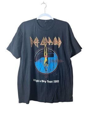 Def Leppard High n Dry Tour 1981 Tultex Black T-Shirt pre shrunk cotton Black XL