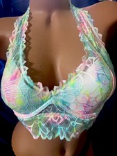 PINK Victoria s Secret Lace Halter Bra Lined ...