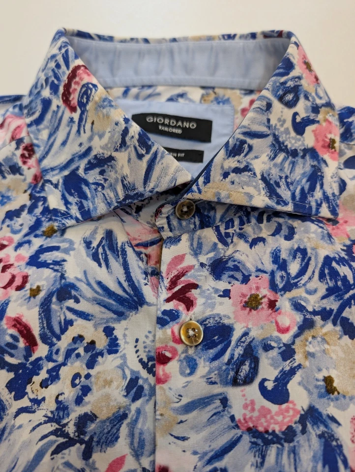 CAMISA GIORDANO Talla MED - Precioso Diseño Abstracto - Elegante Impresionante Loco Foto 2 de 4