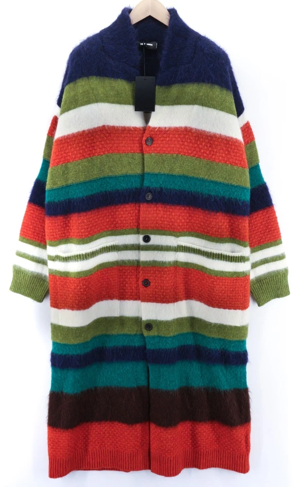 DSQUARED2 Women's S Multi Stripe Wool Mohair Alpaca Knit Long Overcoat RRP2845 * - Image 4 of 4