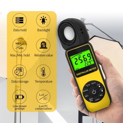 Digital Lux Lichtmessgerät Beleuchtungsstärke Luxmeter 0,1~300000lux 270º gedreh