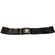 Vintage 80s Black Sequin Scaled Stretch Belt Clip Buckle Women Medium 30  -36  