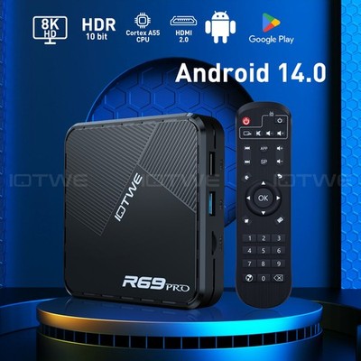 NEW Smart TV BOX 4GB 128G USB Android14 WIFI6 Media Player Quad-core Bluetooth