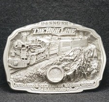 WE13128 NOS VINTAGE 1986 THE HIGHLINE DURANGO SILVERTON RAILROAD BELT BUCKLE