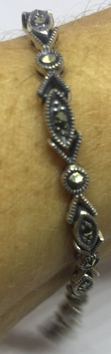 Markasiten Armband in 925 Sterling Silber Vintage Handarbeit 7,5 cm - Bild 2 von 4