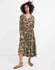Madewell Cinch Waist Tiered Midi Dress in Wildblooms XXS NWT