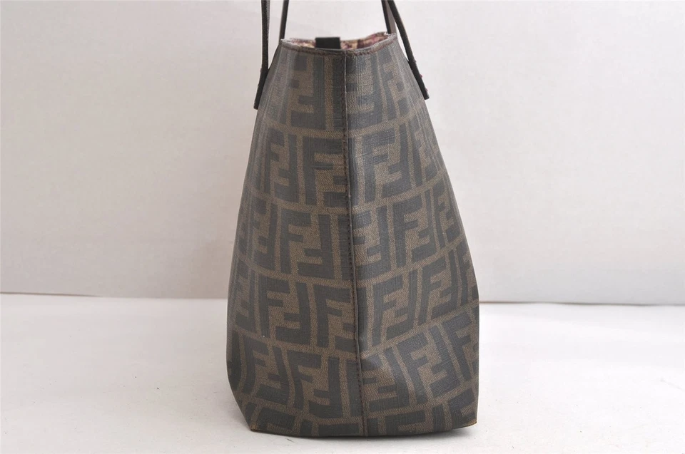Authentic FENDI Zucca Vintage Shoulder Tote Bag PVC Leather Brown Junk 3810N - Image 4 of 4