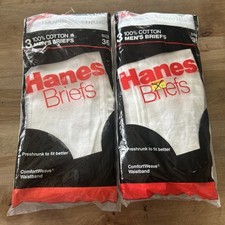 Vintage 1980'S Hanes Men's Classic White Briefs Sz 36 Underwear 3 Pack Lot 2 