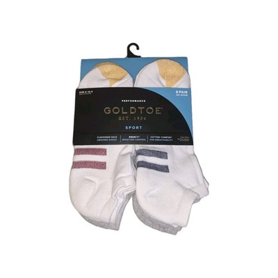 Gold Toe Men s Sport No Show Socks 6 Pair White Cushion Aquafx Moisture Control 