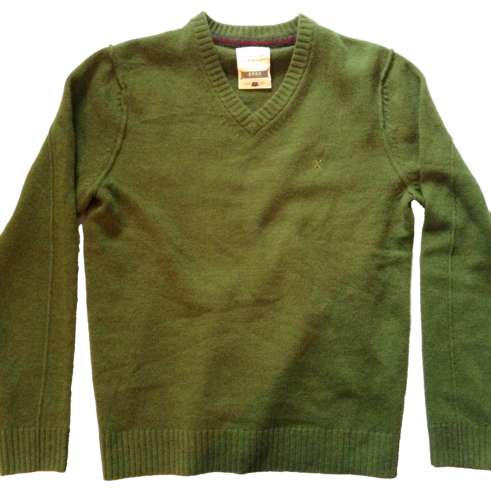 BRAX MEN'S GERMAN PULLOVER SWEATER V-NECK GREEN WOOL MEDIUM 48 EU