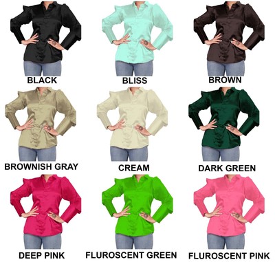Satin Button Down Kragen Ausschnitt Bluse Shirt Designer Hemd Tops Basic...