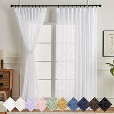 Furman White Pinch Pleated Sheer Curtains 90 Inches Long for Bedroom Living R...