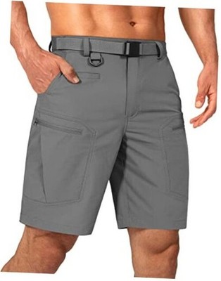 Mens Cargo Hiking Shorts Water Resistant Quick Dry Lightweight 34W x 10L Grey