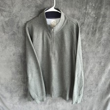 Brooks Brothers Sweater Men L Gray Quarter Zip Pullover Long Sleeve Mock Neck