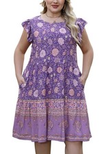 Keluummi Plus Size Wedding Guest Midi Dress for Curvy Women, Summer Casual Boho