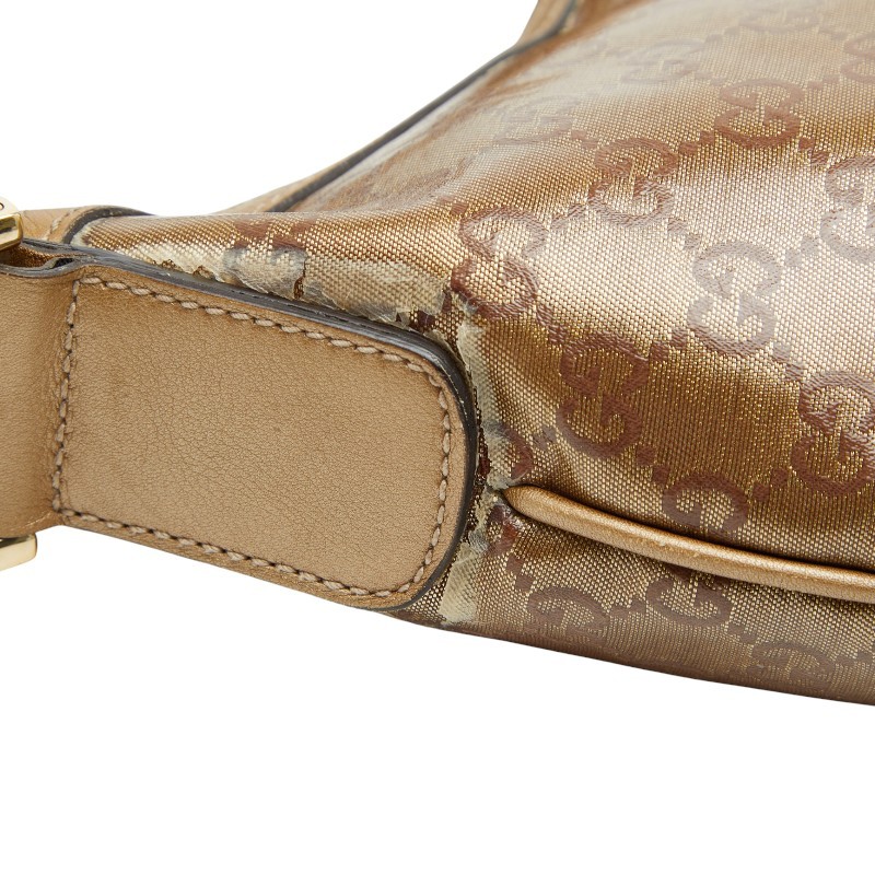 Gucci GG Crystal Sherry Line Crossbody Bag Leather Canvas Gold