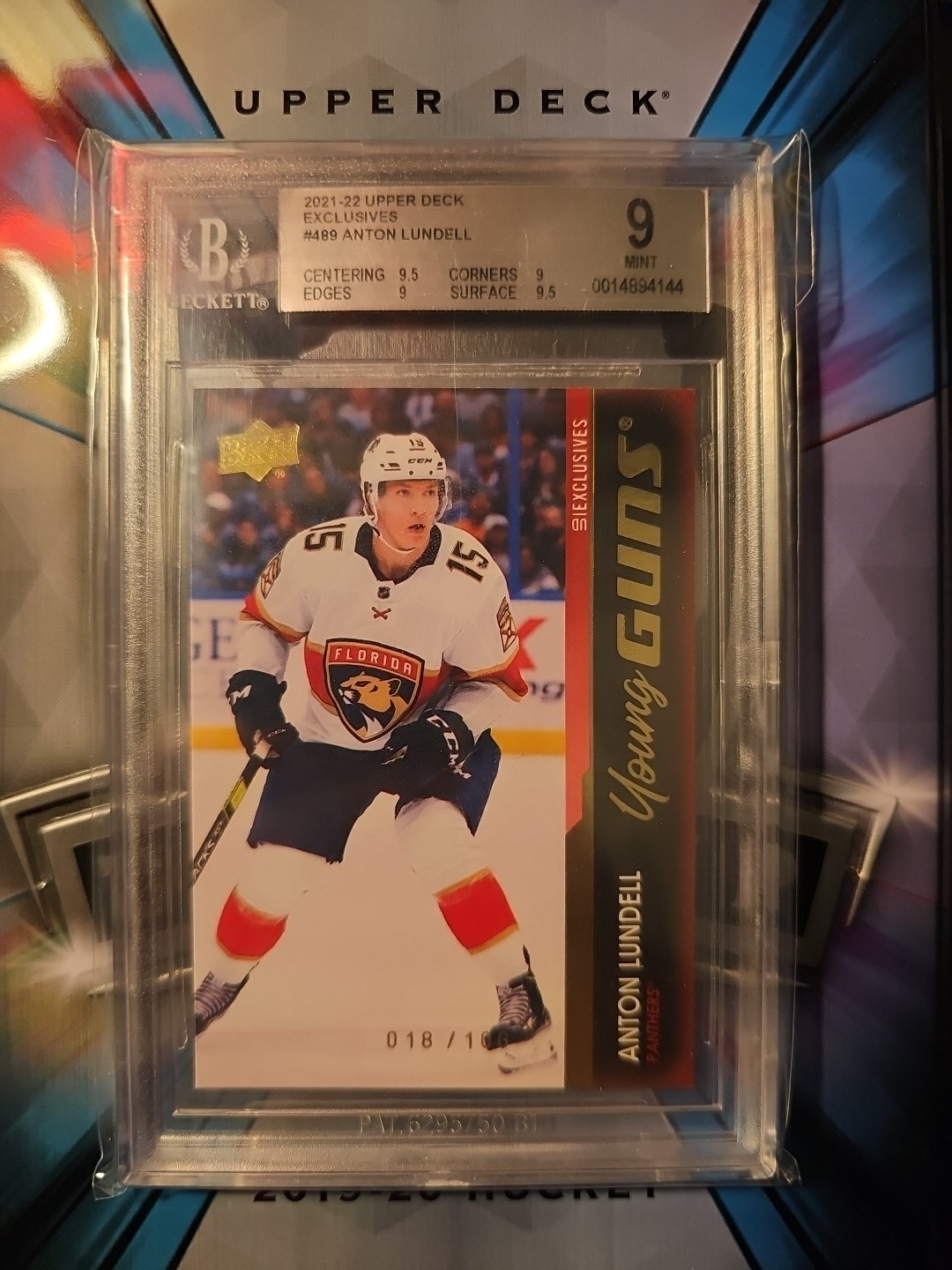 2021-22 Upper Deck Anton Lundell Young Guns EXCLUSIVES /100 #489 Great Sub Grade