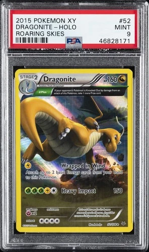 2015 POKEMON XY ROARING SKIES #52 DRAGONITE-HOLO PSA 9