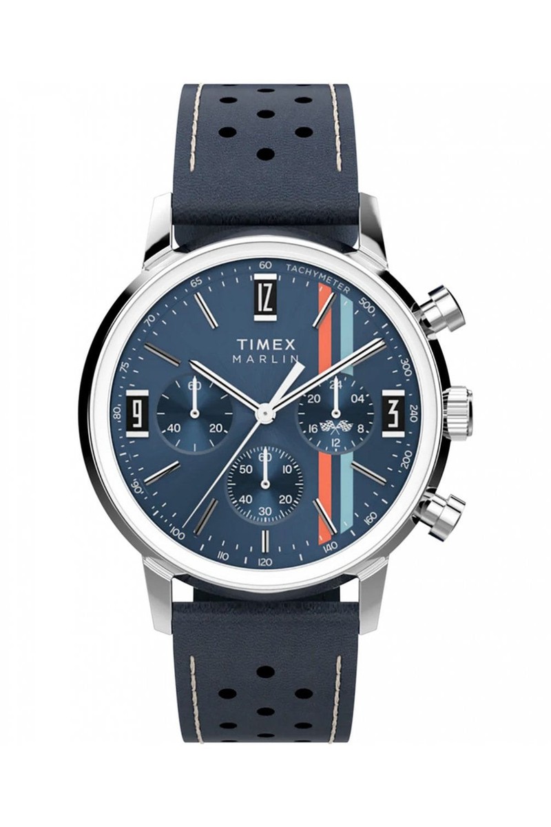 Timex Marlin Chronograph Tachymeter 40mm Leather Strap Watch
