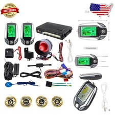 Car Alarm System 2 Way LCD Pager Rechargeable PKE Keyless Entry Trunk Release