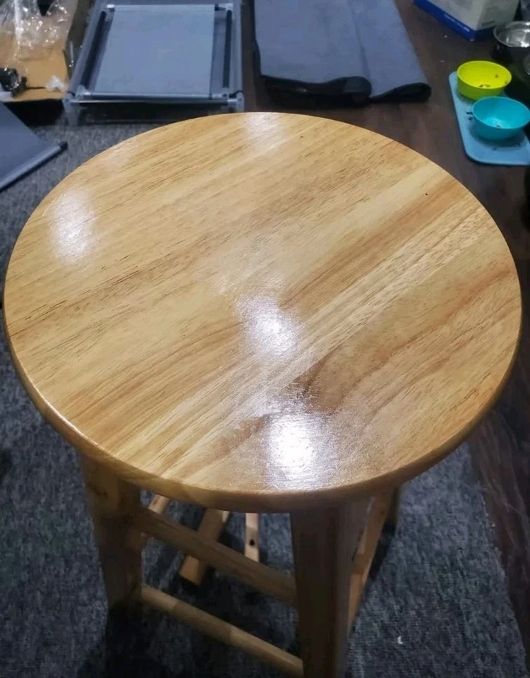 Solid Wood Stool/Lamp Table/Plant Stand/Rustic/Hand Carved/Waxed 60hx30x30cm - Image 3 of 4