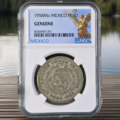 1958 Mo Mexico 1 Peso Silver Coin 🇲🇽 NGC Certified • Natural Toning • Genuine