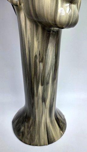 Maniquí de cerámica cabeza busto peluca sombrero soporte de exhibición aspecto mármol brillante Art Deco 23" - Imagen 3 de 13