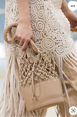 New Jonathan Simkhai nude pink-brown/tan fisherman net leather