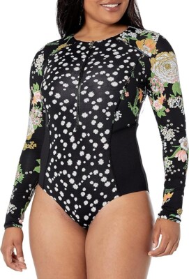 Maaji Black Bouquete Triton Surf One Piece JS1704 Womens Size L