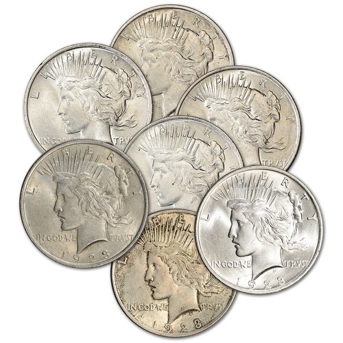 1923 US Peace Silver Dollar $1 - AU - Roll of 20 Coins - Picture 2 of 3