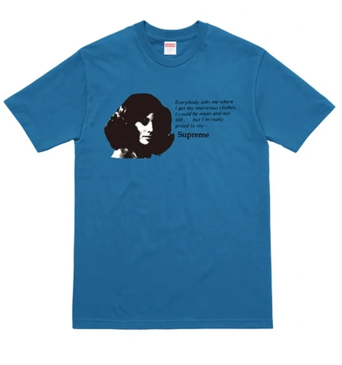 Neuf avec étiquettes T shirt Supreme Blue Deep Mean Everybody Asks Me SS17 homme L RARE AUTHENTIQUE