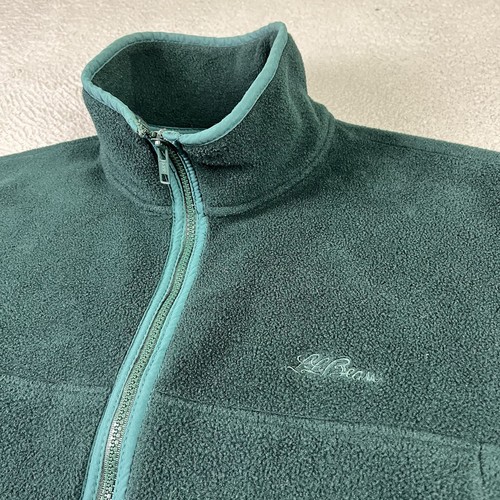 Vintage LL Bean Fleece Vest Mens Large Green Full Zip Outdoor Made in USA - Picture 3 of 12