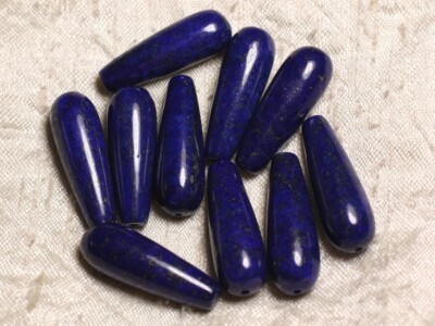 Perle Longue En Lapis Lazuli Naturel - Forme Goutte 30x10 Mm - Pour Création De Bijoux - Neuf