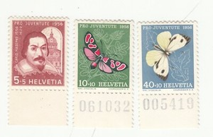 Switzerland 1956. Pro Juventute. Carlo Maderno. Butterflies. MLH