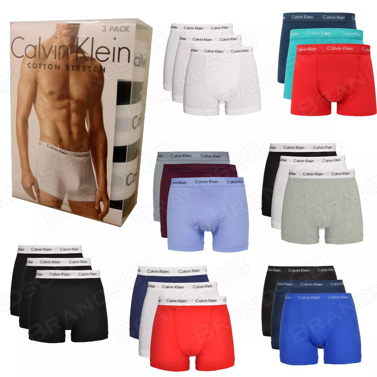 Boxer shorts Calvin Klein 96 Cotton Trunk 3-Pack Island Green/ Black/  Fuschia Rose