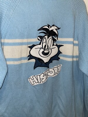 Iceberg History Pepe le pew Cowl Neck Sweater Knit Blue Vtg XL 90s