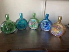 Lot Of 5 Presidents Bottle Blue Green Orange Carnival Glass Wheaton Bottles