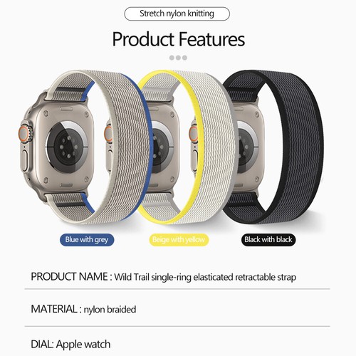 Elastic Solo Loop Band Nylon Strap For Apple Watch Ultra 49mm 10 9 8 7 6 38-46mm - Picture 12 of 25