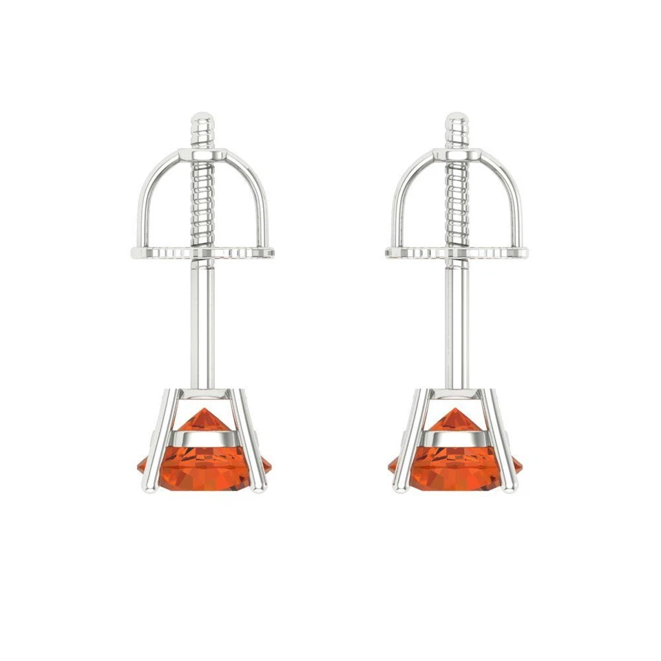 Aretes de circonita roja para mujer, atornillados (0,2 cttw, 3,0 mm, corte redondo) Foto 4 de 4