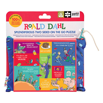 Petit Collage - Roald Dahl zweiseitiges 49-teiliges Puzzle im Andenkenbeutel