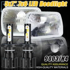 Pair 5X7" 7x6inch LED Headlight With Hi/Lo Sealed Beam Lamps Assemblies