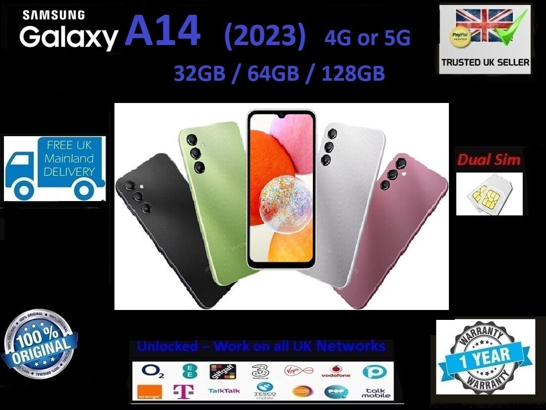 New Sealed Samsung Galaxy A14 Smartphone 5G Unlocked 128GB Dual