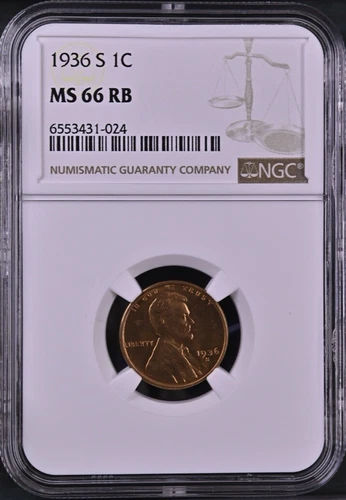 1936-S 1C RB Lincoln Wheat One Cent NGC MS66RB   6553431-024