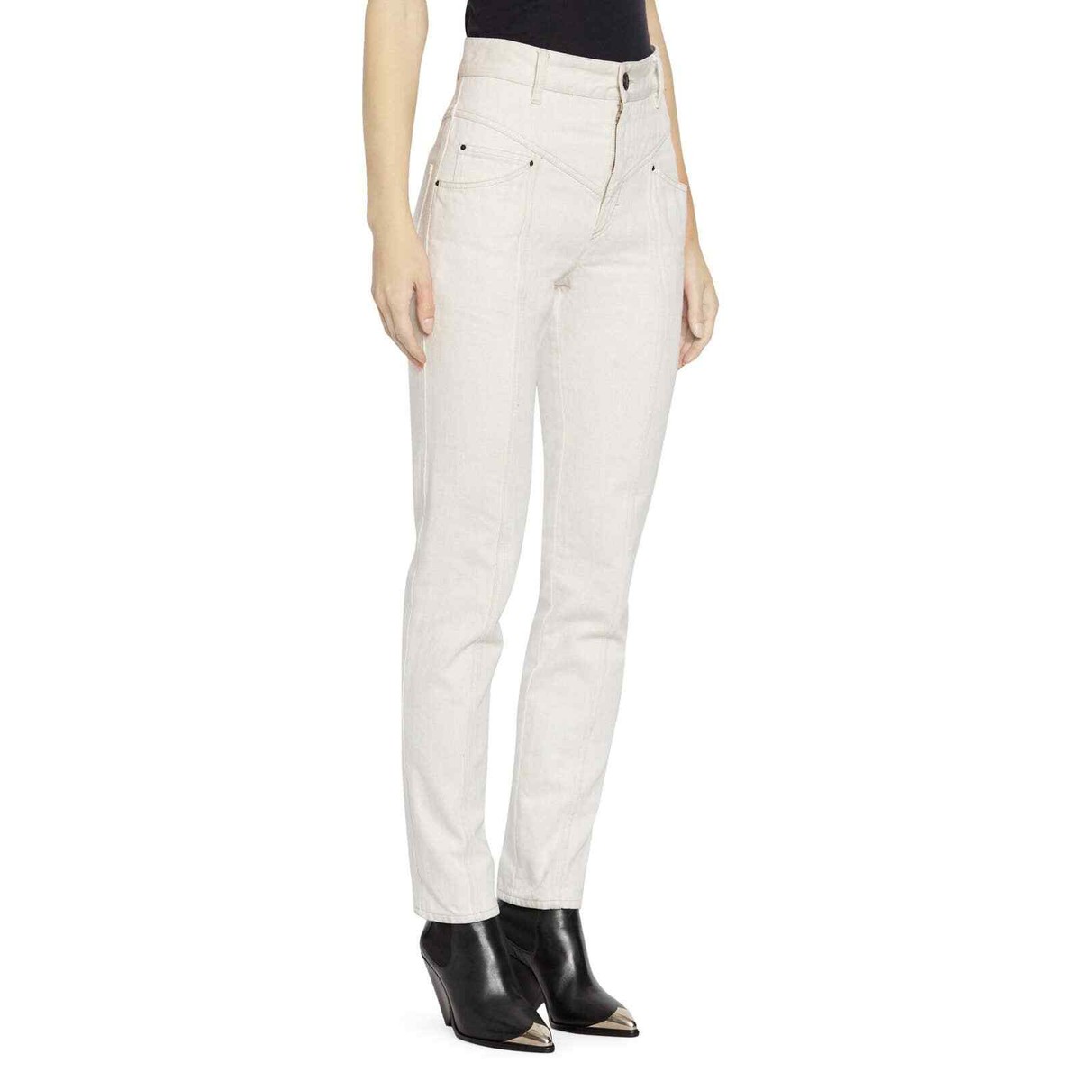 NWOT Isabel Marant Lorricka High-Waist White Jeans Designer Pants Size 42