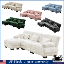 Living Room 2-4 Seat Chenille Cloud Couch Sofa Set Lumbar Pillow w/O Ottoman