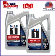 2 Pack, Mobil 1 High Mileage Full Synthetic Motor Oil 10W-30, 5 Quart