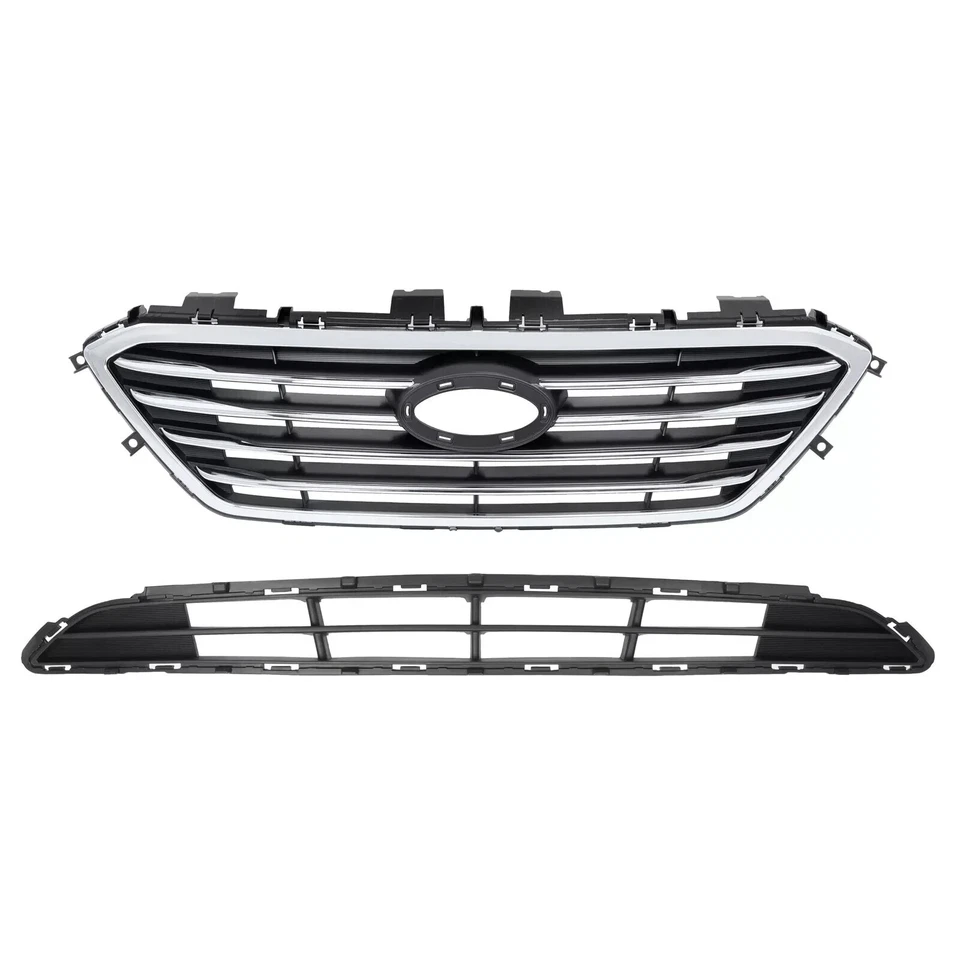 Front Bumper Cover Primed & Grille Assembly Kit For 2015-2017 Hyundai Sonata Foto 3 de 4